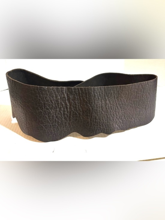 Handmade Wide Textured Leather Waist Belt - Dark Brown